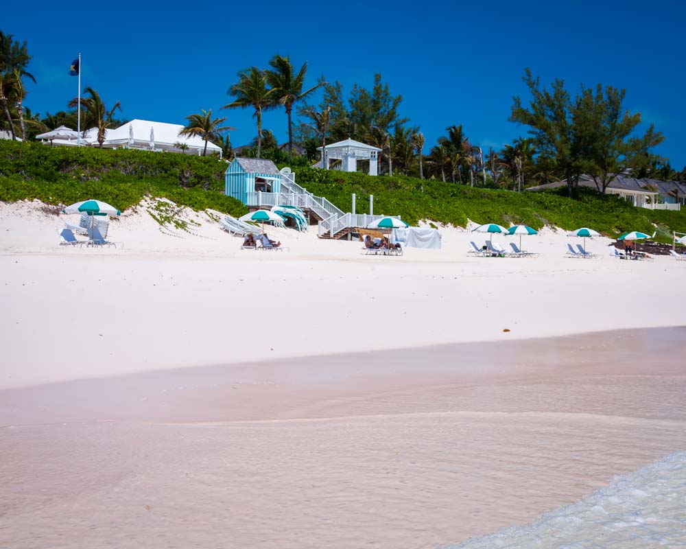 The Dunmore Hotel on the pink sand beach on Harbour Island Bahamas
