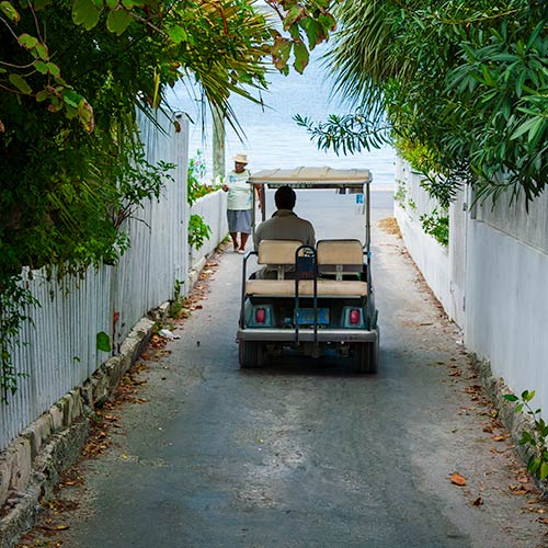 Exploring Harbour Island in a Golf Cart Rental.